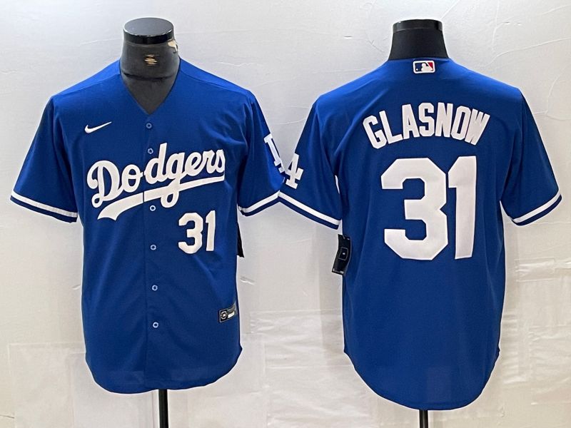 Men Los Angeles Dodgers #31 Glasnow Blue Nike Game MLB Jersey style 4